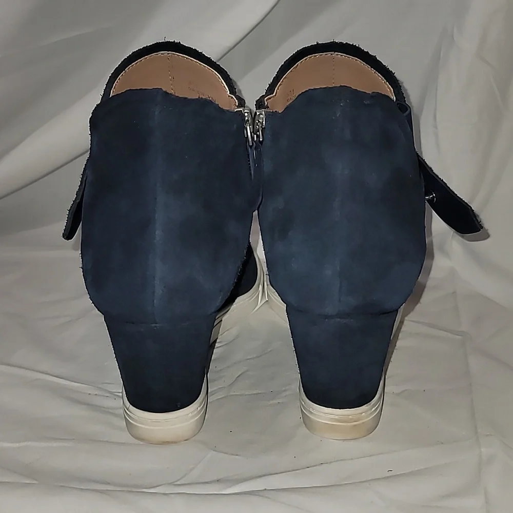 Linea Paolo Wedge Sneaker Navy Felicia Platform Shoes Bootie Suede Size 8 M - Picture 4 of 9